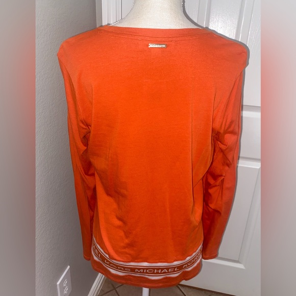 Michael Kors Orange Spice Long Sleeved Branded Top - Sz Small - NWT - Picture 2 of 4
